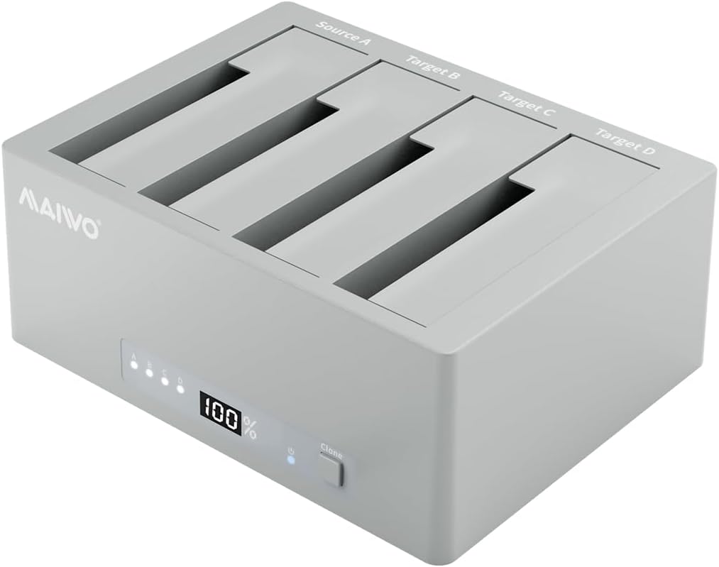 MAIWO 4 Bay Hard Drive Cloner, 2.5/3.5 Inch SATA SSD/HDD Docking Station with Offline Clone, 5Gbps USB 3.0 to SATA Adapter with UASP, SATA III Chipset, Up to 96TB