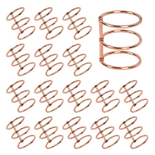 BUYGOO 20Pcs 3 Ring Metal Loose Leaf Binders Book Rings Snap Split Hinged with 20 mm Inner Diameter, Book Rings for DIY Travel Diary, Photo Album,Binding Spines Combs,Resin Notebook Molds (Rose Gold)