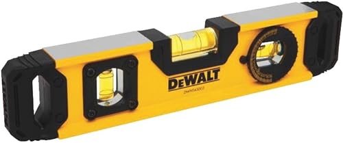 DWHT43003 Torpedo Level, 9.7 in L, 3-Vial, Magnetic, Aluminum, Black/Yellow