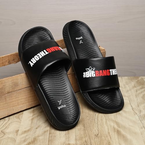 Image of YOHO Sliders for Men | Comfortable and Lightweight Slides | WB Cartoon & Comic Characters: Batman,Superman,Tom & Jerry,Rick & Morty,Big Bang Theory, Friends and Scooby Doo for Boys