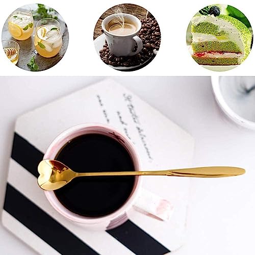 Image of Stainless Steel Coffee Spoon Set, Gold, Flower and Heart Shapes, 24 Centimeter, Set of 4