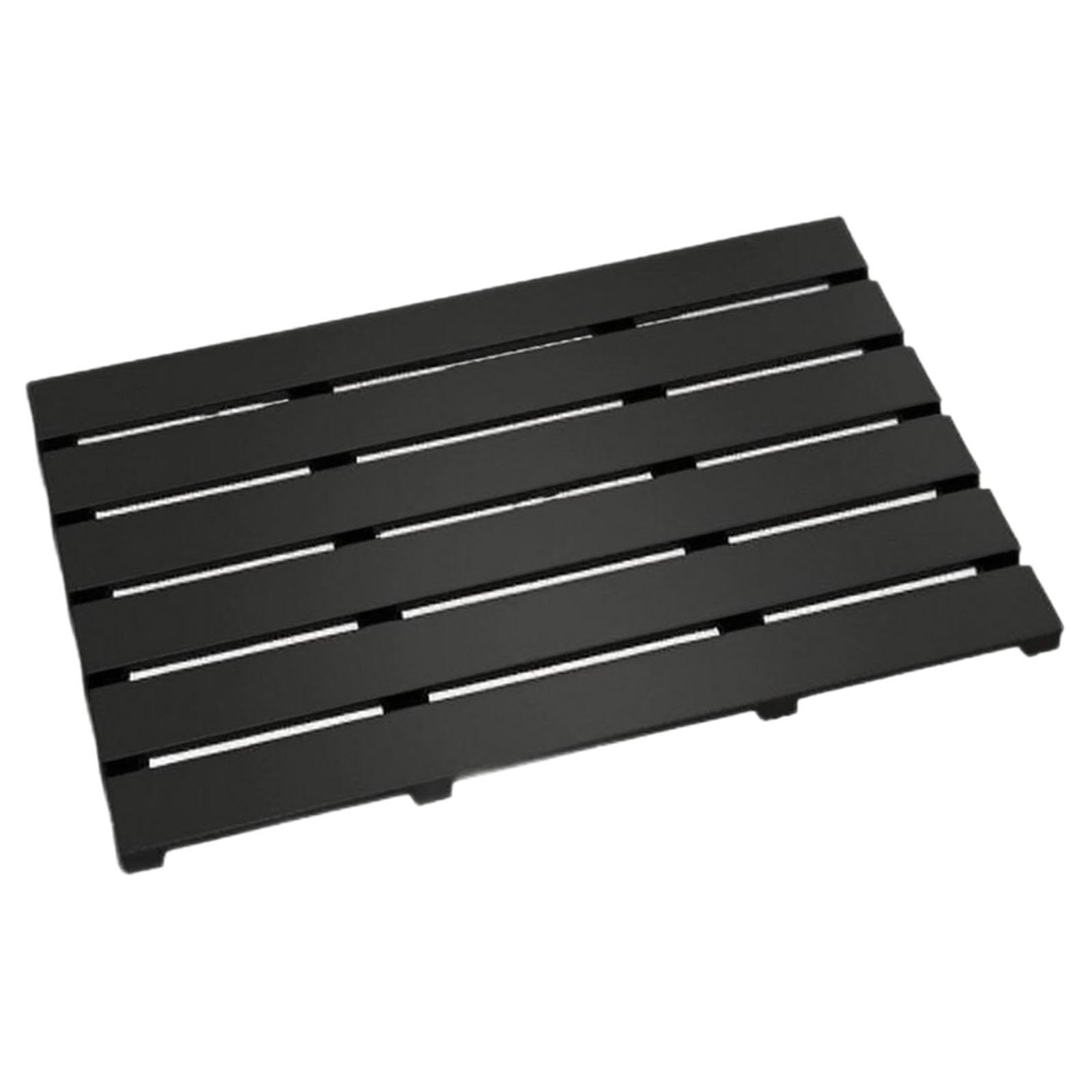 Alfombra de baño de bambú, de Secado rápido, Antideslizante, Ideal para entradas, bañeras, spas y baños, Negro