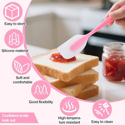 Image of 3Pcs Silicone Spatulas,Translucent Heat Resistant Flexible Non-stick Spatula,Food Grade Kitchen Essential Grip Gadgets Premium Scraper(Pink,Green,Blue,Small)