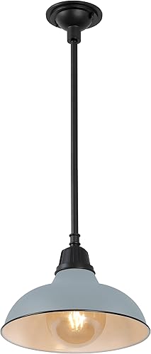 Miniatura 12 de JONATHAN Y JYL7611C Jaspe 12.25 pulgadas, 1 luz de granja industrial para interiores y exteriores, hierro LED, colgante redondo de metal, estilo