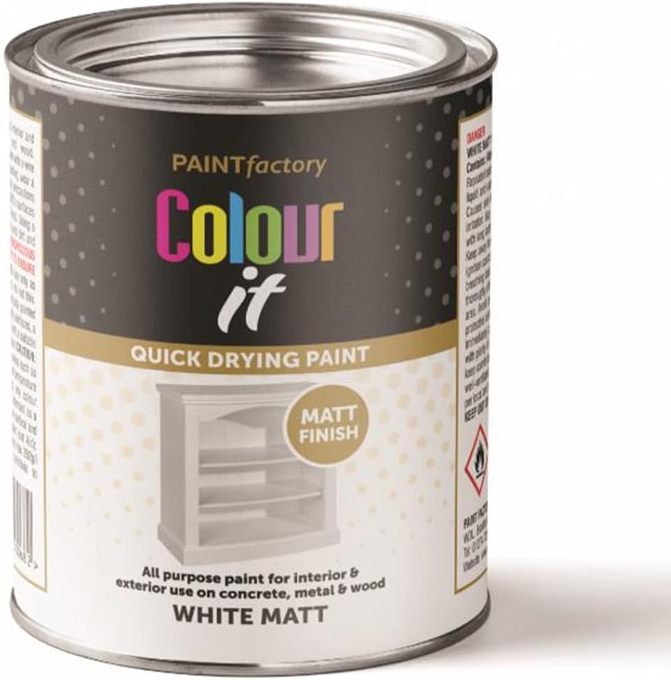 DUAYRA White Matt Paint Tin 300ml | All Purpose Fast Drying Effect | For Interior Exterior Use | Durable Long Lasting | Hardwearing Brush On Paints | Excellent Coverage | Metal, Concrete & Wood | (3)