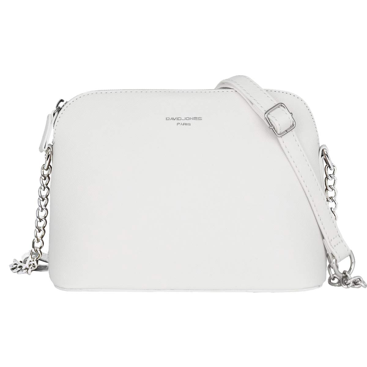 David Jones - Piccola Borsa a Tracolla Spalla Donna Catena - Borsa Mano PU Pelle Messenger Crossbody Bag - Clutch Borsetta Sera Pochette Moda - Shopping Viaggio Sacchetto Borsello - Bianco