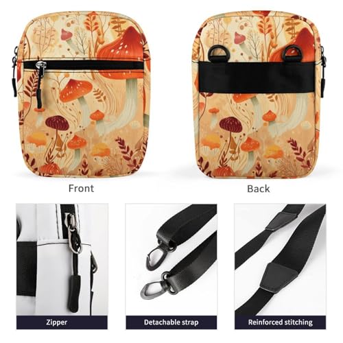 Personalized Small Crossbody Bag Water Resistant Messenger Bags Mini Mushrooms And Plants Printing SlingBag For Men Women3