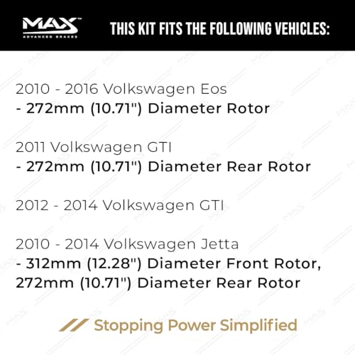 Image of MAX Advanced Brakes - Brake Kit For 2010-2014 Volkswagen Jetta (12.28 inch Dia Fr Rotors), GTI, Beetle, Audi A3 Quattro| Carbon Ceramic Brake and Rotor Kit Front and Rear| Drilled Slotted Brake Rotors