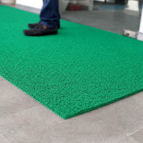Image of TIB Cushion Noodle Mat for Home Entrance | Heavy Duty Anti-Slip Washable PVC Floor Mat for Bathroom, Kitchen, Bedroom & Office | Water Absorbent Indoor Outdoor Door Mat,Green,4x11 Feet