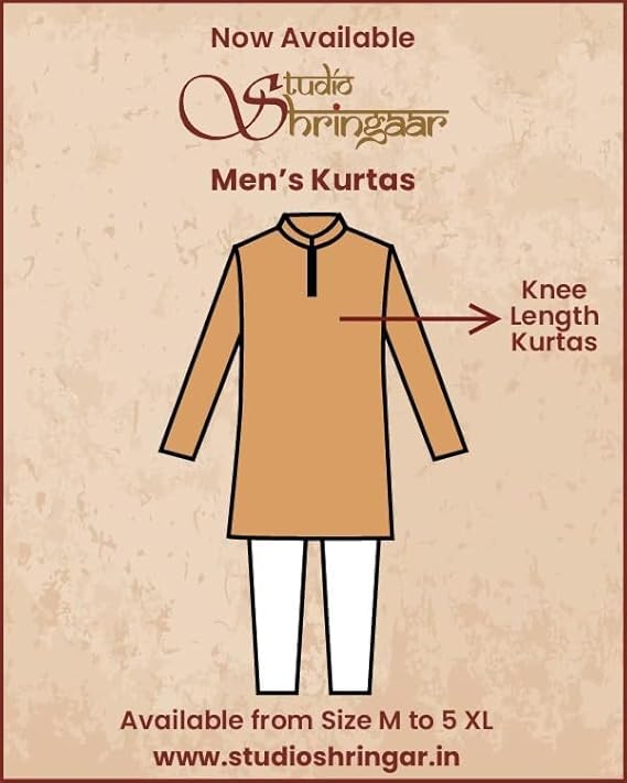 Image of Studio Shringaar Men's Cotton Blend Relaxed Fit Ikat Printed Knee Length Kurta