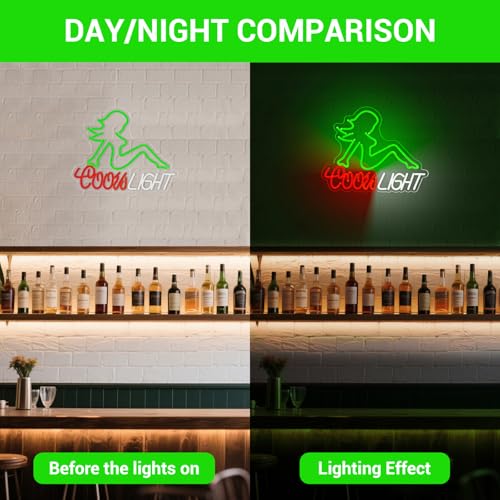 Image of Crs Neon Sign, Beer LED Light for Man Cave Bar Decor Green Lady Neon Lights for Bar Wall Art for Beer Pub Restaurant Party Decor