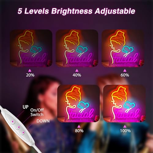 Image of Skin Care & Beauty Neon Sign - USB Powered Colorful LED Wall Sign, Beauty Salon Decor, Spa Center Lighting, Makeup Room Decoration, Cosmetology Studio Sign 13.38″ x 10.7″