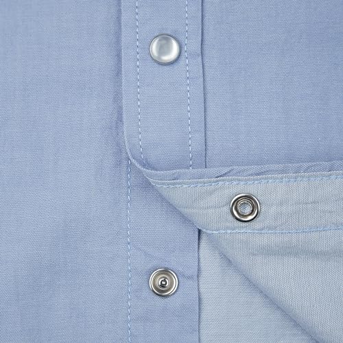 Men's Denim Western Cowboy Pearl Snap Long Sleeve Casual Button Down Up Work Shirts4