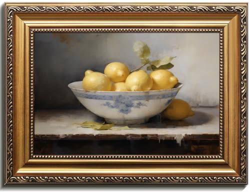 uniro Vintage Gold Framed Wall Art, Vintage Lemons Still Life