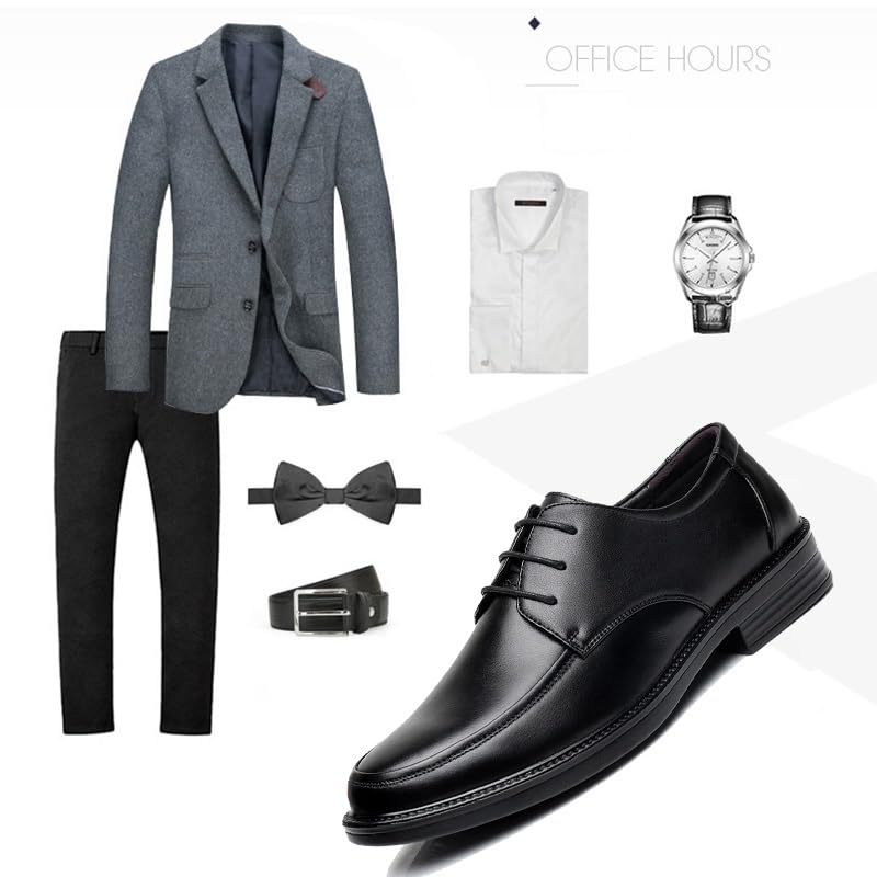 Men's Oxfords Business Dress Shoes Men's Leather British Style Lace Up Wing Tip Oxford Dress Shoes Formal Business Casual Pointed Toe Suit Tuxedo Patent Leather Shoes(7) 5