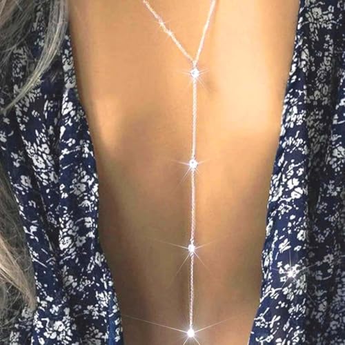 JEWEKY Long Back Neclace for Backless Dress Silver Back Chain Neclaces for Women2