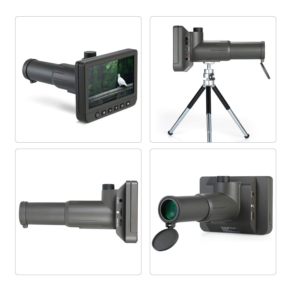 Cámara del telescopio digital, 1080P 50X portátil 14MP foto video grabadora monocular con telescopio mini trípode solo tubo para observación aves, partido fútbol, ​​caza, pesca, aventuras aire libre