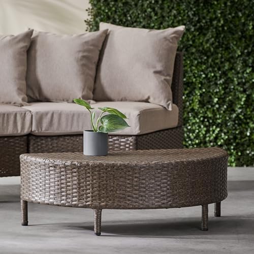 roomfitters PE Wicker Oval Coffee Table for Outdoor Spaces, Stylish