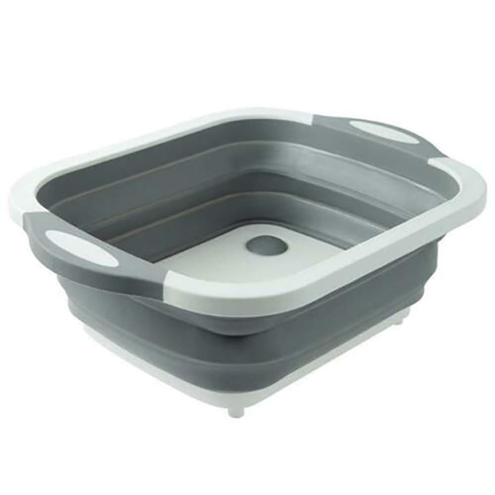 Buffer HH28YT1719-50 - Tabla de cortar plegable multifuncional para el hogar, portátil, plegable, para fregaderos de cocina, campamento, color gris