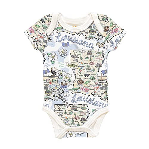 Image of Fish Kiss® State Map Repeat Unisex Baby Romper, Pima Cotton Knit, Baby One-Piece, State Baby Gift Baby Gift, 4-Pack gift set