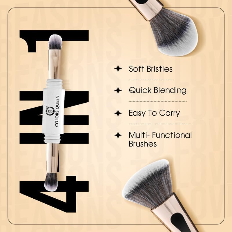 Colors Queen 4 in1 Makeup Brush with Fix Quickly Makeup Setting Spray | Multifunctional Brush with Soft Bristles | Light Weight Makeup Fixer Enriched with Vitamin E and Aloe Vera - Image 4 thumbnail