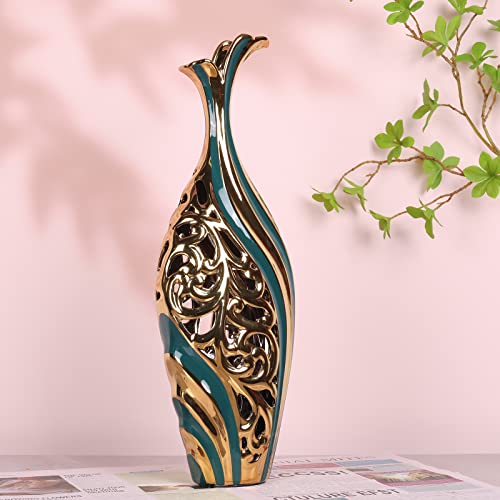 Teal Tall Floor Vase, Modern Tall Vases For Decor Living Room Floor, Wedding Party Decoration Pampas Grass Vase, Single Flower Vase, Versatile & Stylish Centerpiece, For Mantel Office Shop Bar Decor #TOP7