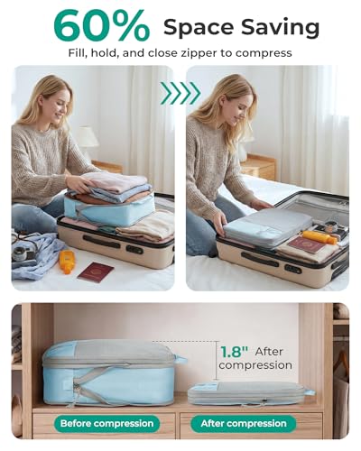BAGSMART 6 Set /4 Set/2 Set Compression Packing Cubes for Travel, Lightweight Luggage Organizer Bags, Durable Space Saver Bags Travel Essentials - Image 5