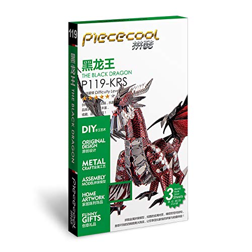 piececool Black Dragon 3D Metal Puzzle Model Kits DIY 3D Laser Cut Model Kit Toy P119 – Bild 3