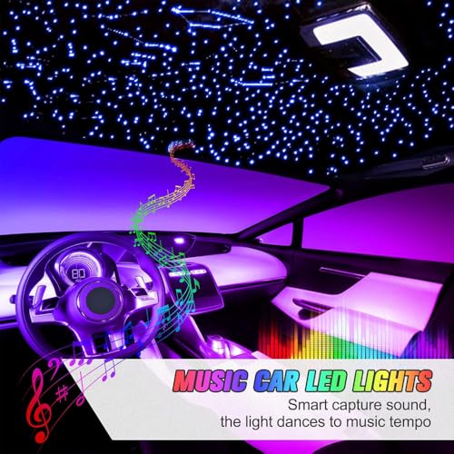 Image of Twinkle Starlight Headliner Light,32W 1000pcs 13.1ft LED Star Ceiling Fiber Optic Light Kit APP /Remote Control for Car /Home /Party