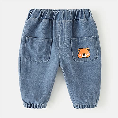 Toddler Boys Girls Cartoon Jeans Toddler Elastic Waist Trousers Kids Pants with Pockets2