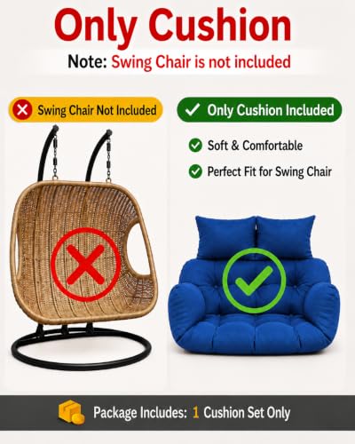 Image of Hanging Swing Chair Pad | Blue Seating Pad for Double Seater Jhula | Woven Rattan Style Swing Seat Accessory | Indoor Outdoor Balcony Patio Garden Porch Decor | Replacement Pad | Blue | 1 Pc