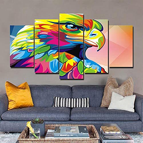 Illustration abstraite colorée d'aigle en grand format de toile étirée