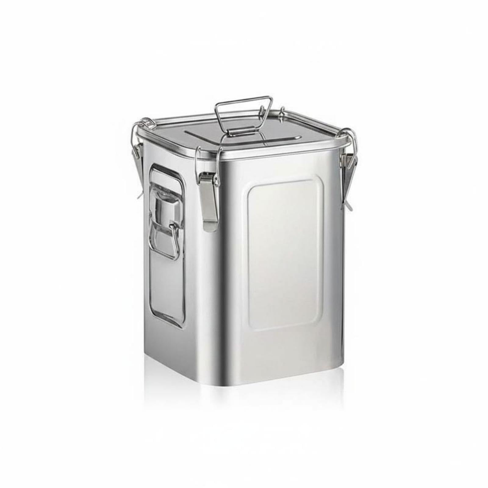 LOOM TREE Stainless Steel Bucket Attached Lid Square Steel Bucket Flat Sides Metal Pail 12L Buckle High Square|Collectibles| Advertising| Food & Beverage| Dairy| Bottles & Containers-image-49