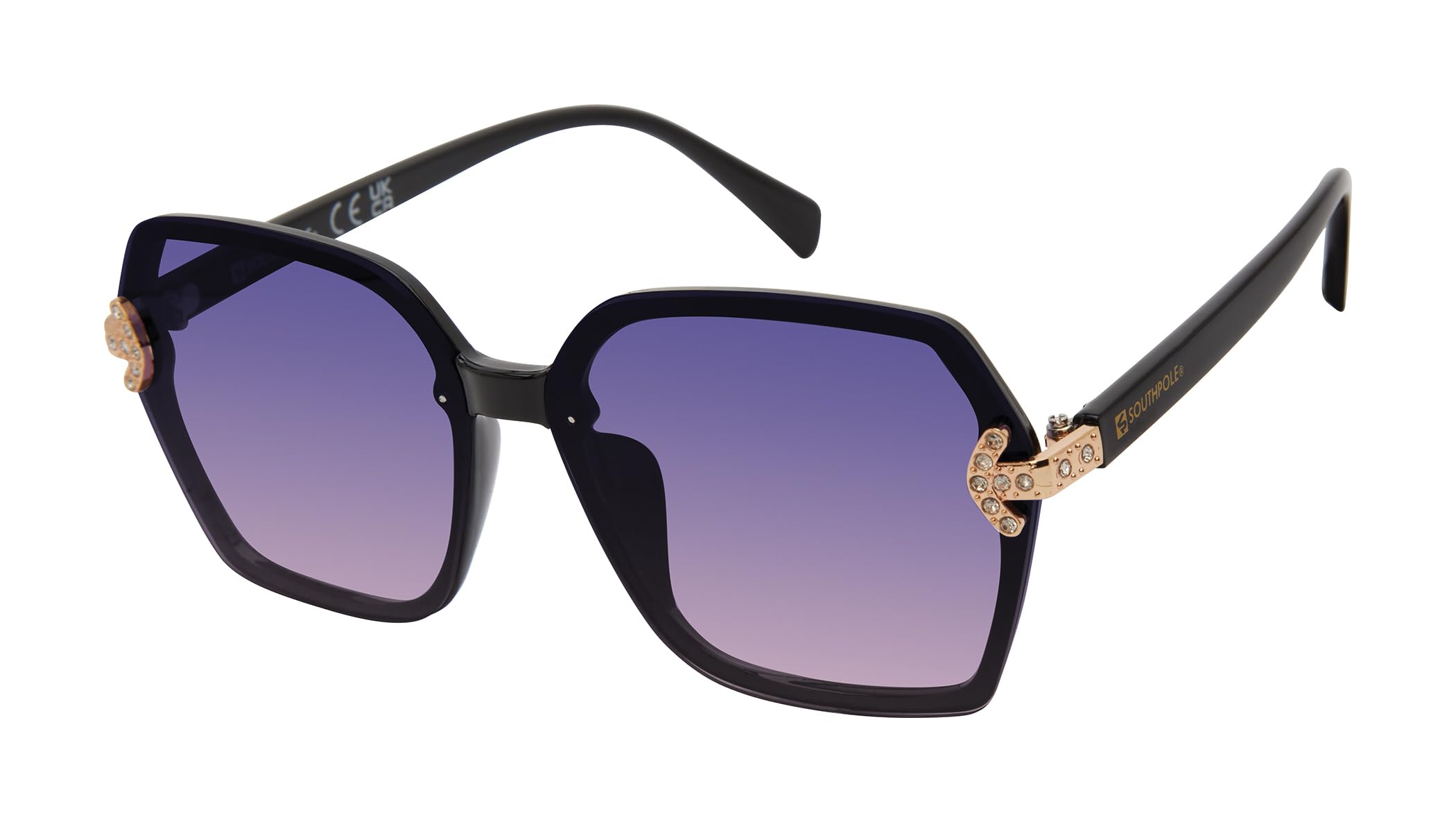 Southpole Damskie geometryczne sześciokątne okulary przeciwsłoneczne, czarne, 63 mm