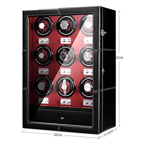 Jqueen 9 Watch Winder With Quiet Motor，6 Winding Spaces And 9 Storages With Led Illumination #TOP6