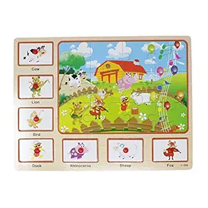 Tootpado Animals Jigsaw Puzzle Board for Kids Learning Educational Boards Wooden Toys -(1TNG603)