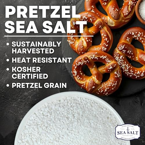 Pretzel Coarse Sea Salt for Soft Pretzels, Heat Resistant Bagel and Soft Pretzel Salt, All Natural for Baking, 5 oz Bag