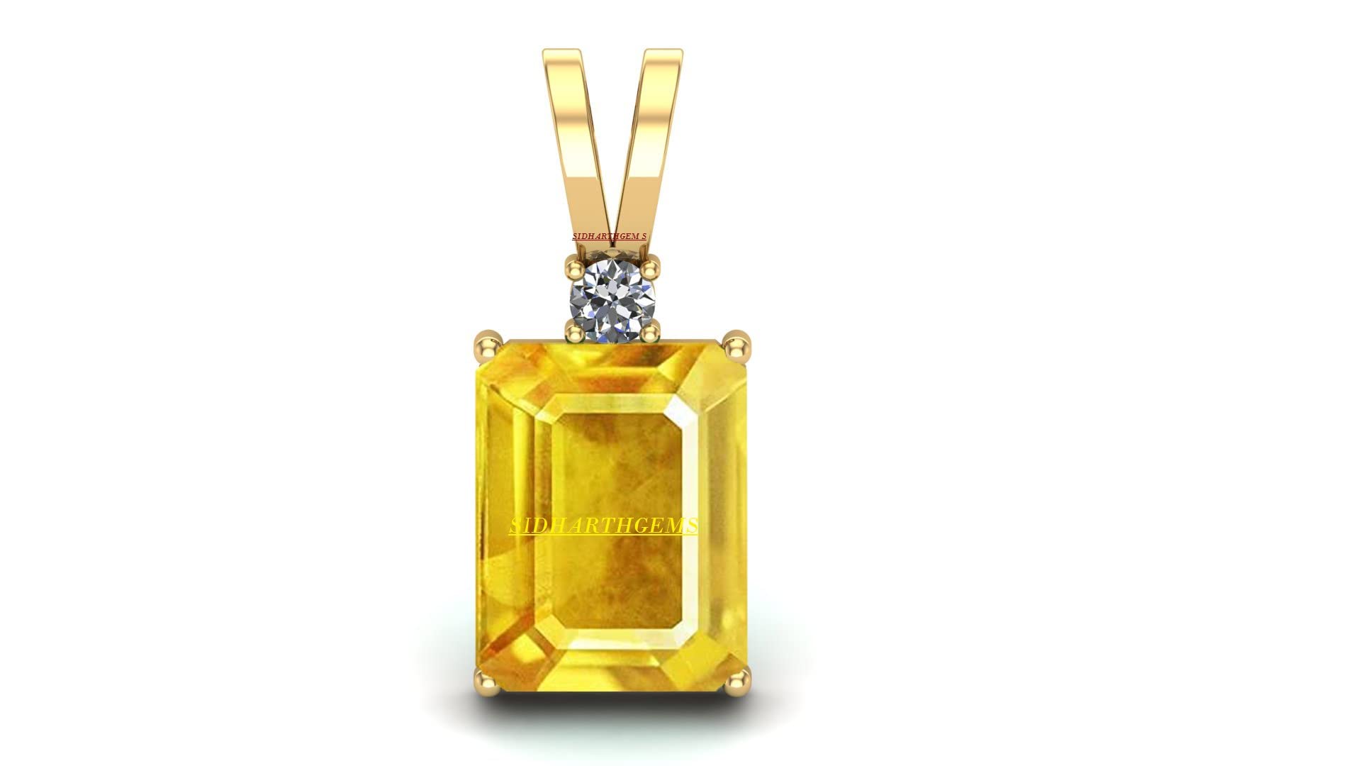11.25 Ratti 10.00 Carat Unheated Untreatet A+ Quality Natural Yellow Sapphire Pukhraj Gemstone Gold Plated Pendant Locket for Women's and Men's (Lab Certified)