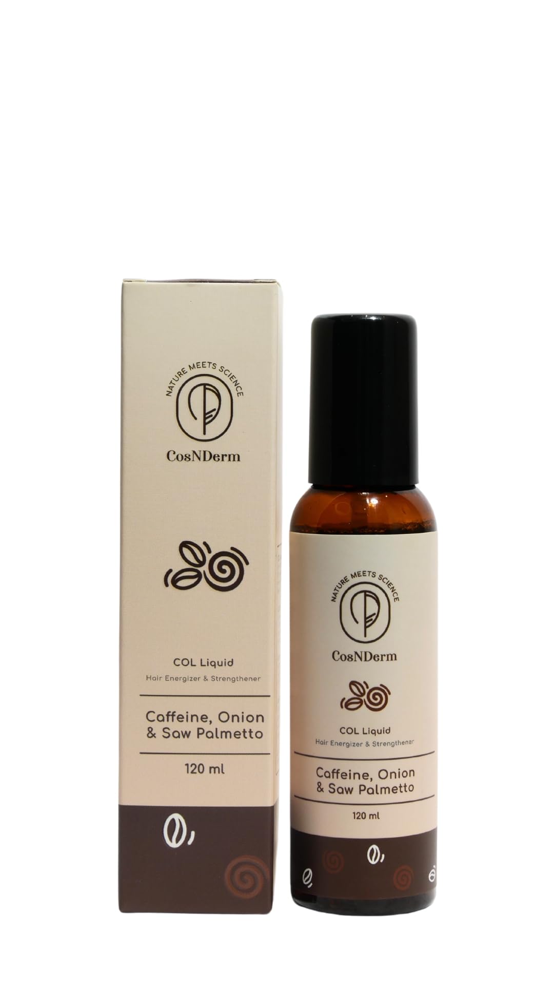 COL: Caffeine, Onion Extract & Saw Palmetto Hair Energizer and Strengthener Liquid 120 ml (For Men and Women) | Color: White