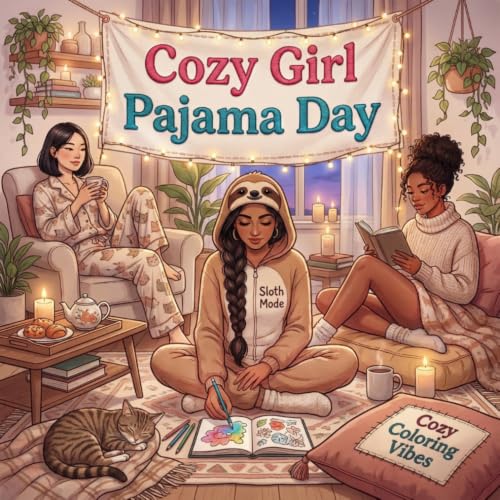 Cozy Girl Pajama Day: Cute Comfy Homebody Adult & Teen Creative Coloring Book | Fun Bold Line Haven Hygge Designs & Relaxing Home Scene, Daily Moments ... Screen-Free Gift (Cozy Girl Collection) image 2