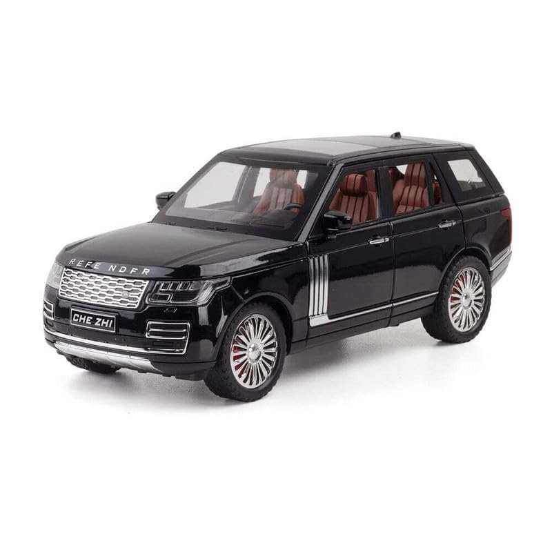 Image of 1:24 Metal Land Rover SUV Alloy Diecast Model Car Pull Back Vehicle with Openable Doors, Sound & Light, Toy for Kids Boys Girls, Collectible Die-cast Model Car (Black)