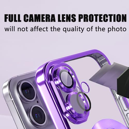 Image of Misscase for iPhone 16 Magnetic Glitter Case Compatible with MagSafe,Full Protection Slim Shockproof Anti-Scratch Case with Camera Lens Protector Logo View Dust-Proof Net for Women Purple