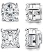 Jstyle 2 Pairs Stainless Steel Magnetic Stud Earrings for Men Women Non-piercing CZ 5mm