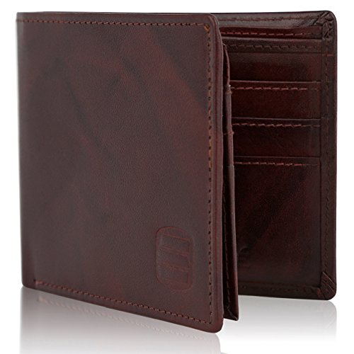 Suvelle Bifold Mens Genuine Leather RFID Blocking Slimfold Travel Wallet WR98