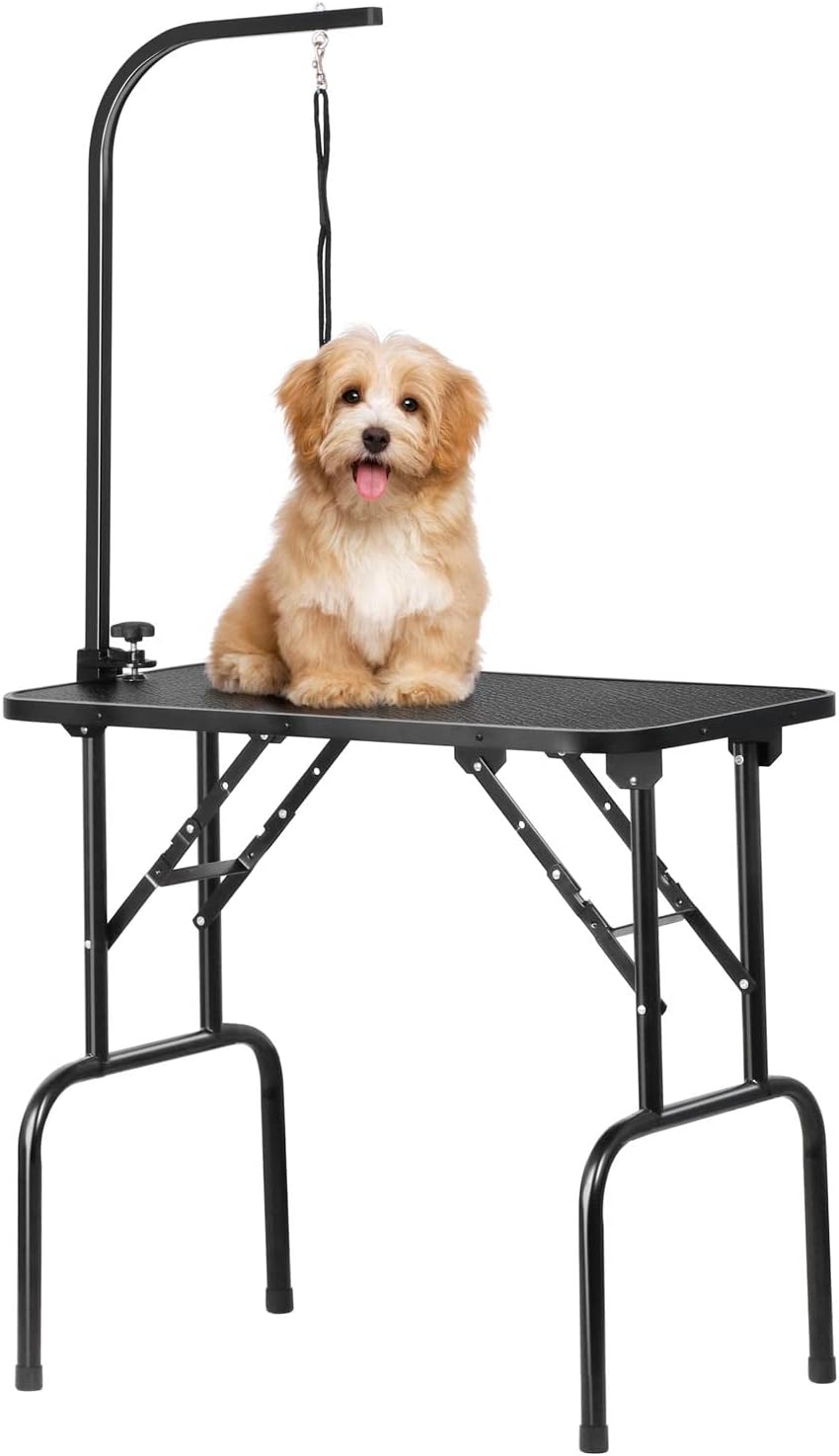 Yaheetech 32'' Portable Pet Grooming Table Collapsible Dog Grooming Table for Small Dog/Cat Beauty Trimming Table w/Adjustable Arm/Loop Noose