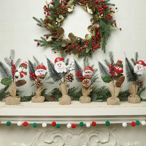 winemana-6-Pcs-Small-Christmas-Tree-Table-Decorations-Indoor-Mini-Artificial-Trees-Plants-with-Pine-Cones-Santa-Snowman-for-Tabletop-Centerpiece-Office-Home-Kitchen-Xmas-Holiday-Decor winemana 6 Pcs Small Christmas Tree Table Decorations Indoor Mini Artificial Trees Plants with Pine Cones Santa Snowman for Tabletop Centerpiece Office Home Kitchen Xmas Holiday Decor