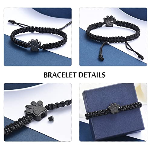 constantlife Cremation Bracelet for Ashes Stainless Steel Paw Print Urn Jewelry Braided Rope Adjustable Bangle Keepsake Pet Dog Cat Ash Holder Memorial Gift for Women Men3