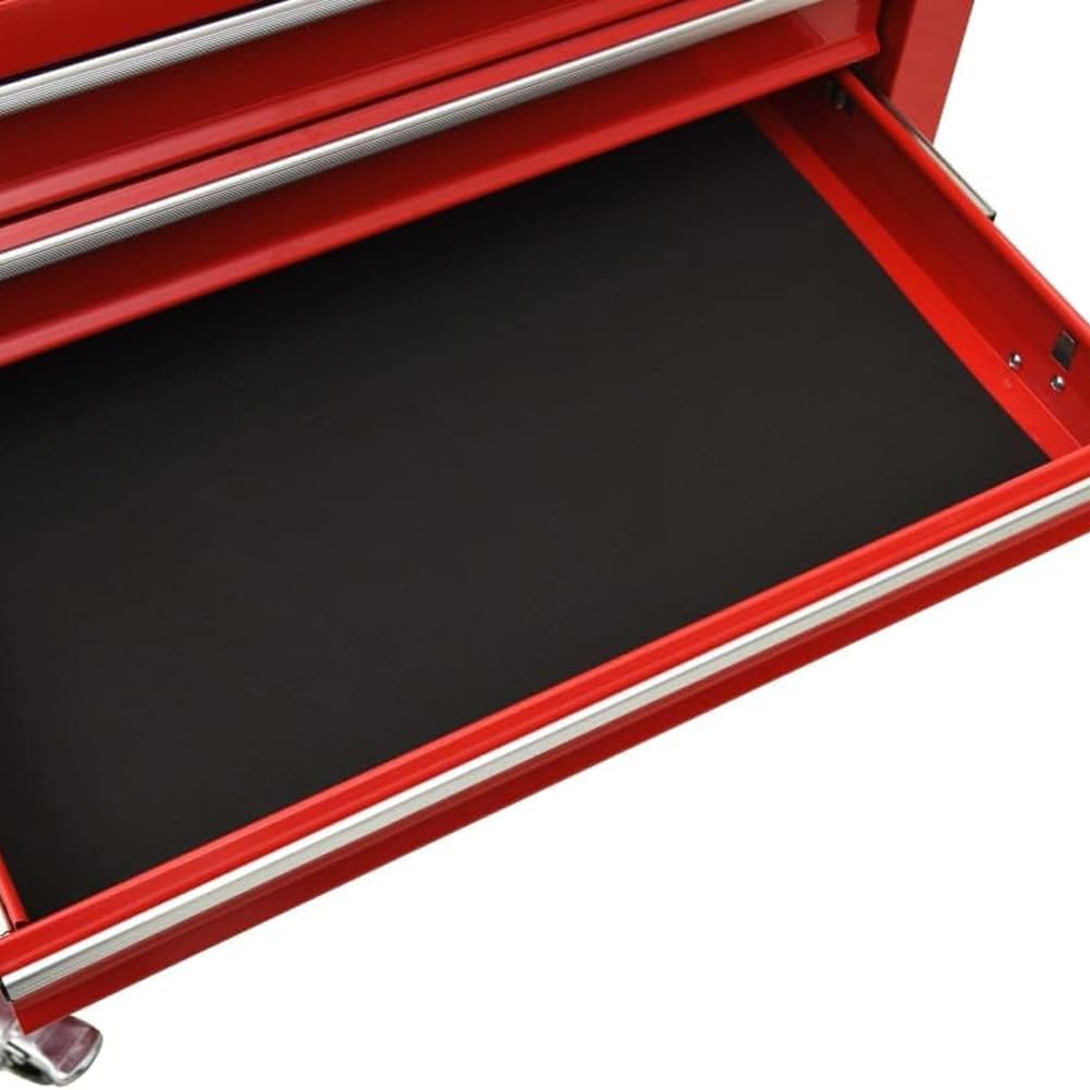 Carrello Portautensili con 4 Cassetti in Acciaio, Carrellino per Attrezzi Multiuso, Armadietto per Strumenti di Lavoro con Ruote Piroettanti, Ideale per Officine, Garage, Fai da Te (Rosso)