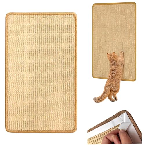 HSYTEK Kratzmatte Katze, Sisal Scratching Boards, Sisalteppich für Katzen, Natürliche Katzenkratzbretter Sisal Kratzteppich, Katzen mit Klettverschlus für Sofa, Möbel, Tür Kratzschutz 20x40 cm