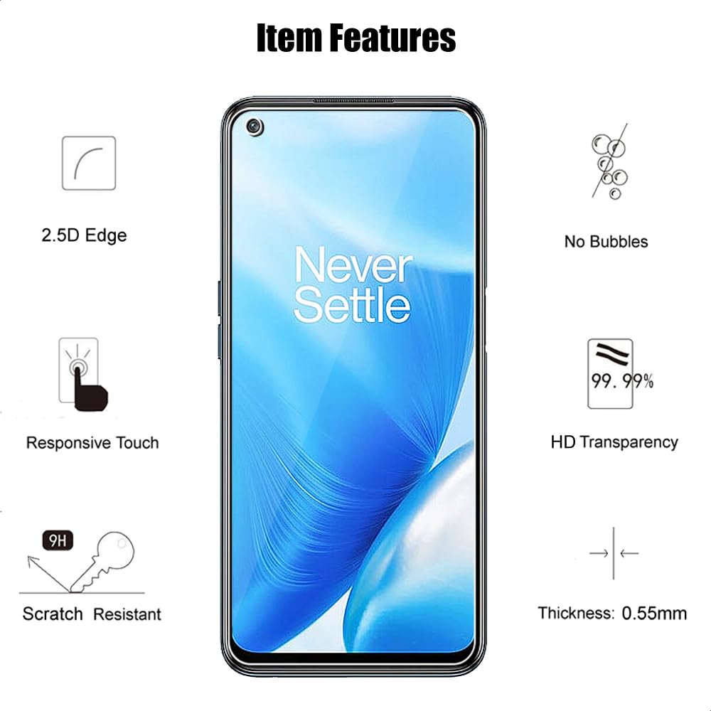 Displayschutzfolie für OnePlus Nord N200 5G Panzerglas mit Kameraobjektivschutz, Anti-Kratzer, HD Klar, 3 Stück